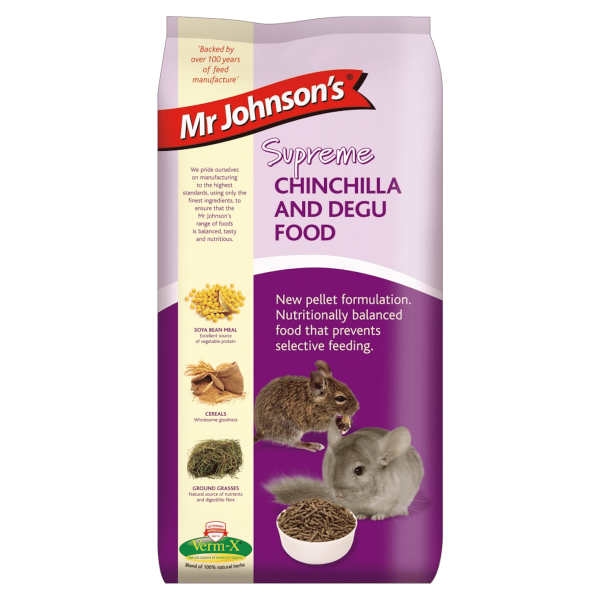 Mr Johnson's Supreme Chinchilla & Degu Food | Nutritious & Wholesome. High fibre