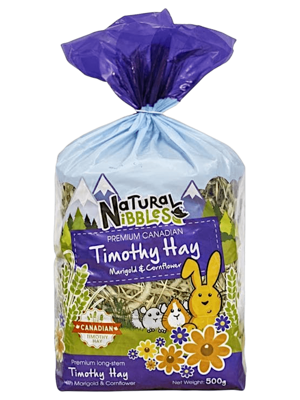Natural Nibbles Canadian Timothy with Marigold & Cornflower for rabbits, chinchillas & more