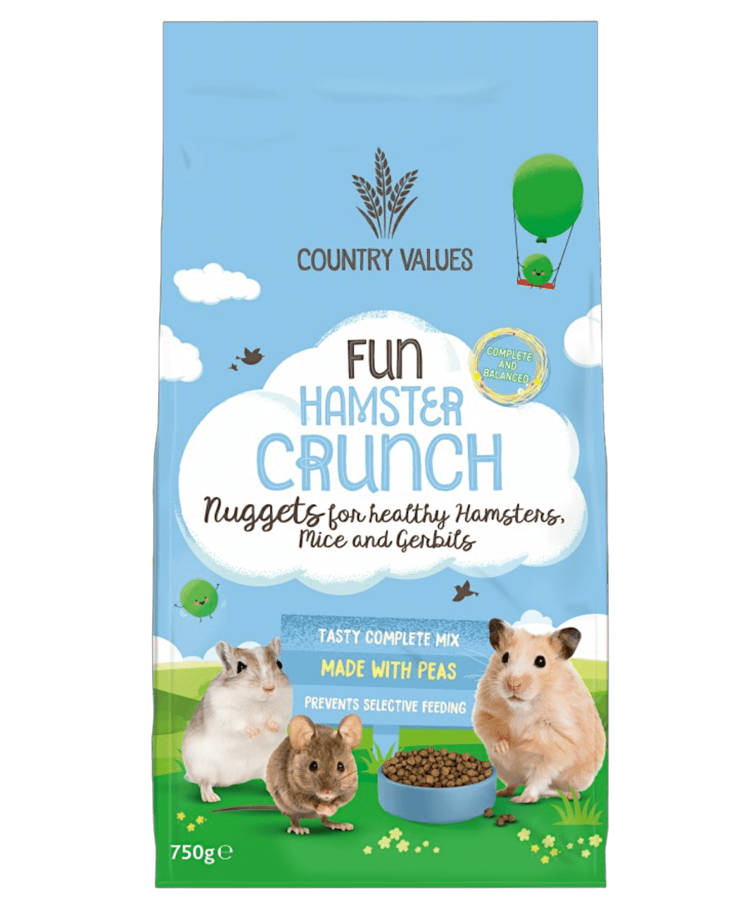 Burgess Country Values Hamster Crunch - nutritionally balanced nuggets for hamsters, gerbils & mice