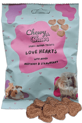 ChewyChews Love Hearts: beetroot & strawberry natural, grain-free treats for small animals