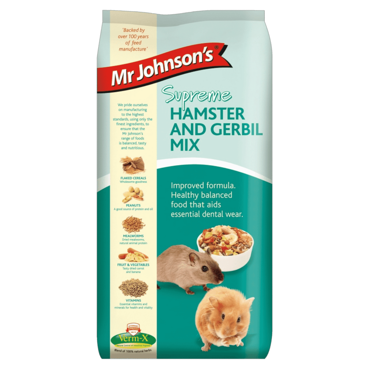 Mr Johnson's Supreme Hamster & Gerbil Mix - natural mix with mealworms for foraging