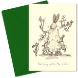 Two Bad Mice Card Partying With The Kids with drawing by Anita Jeram