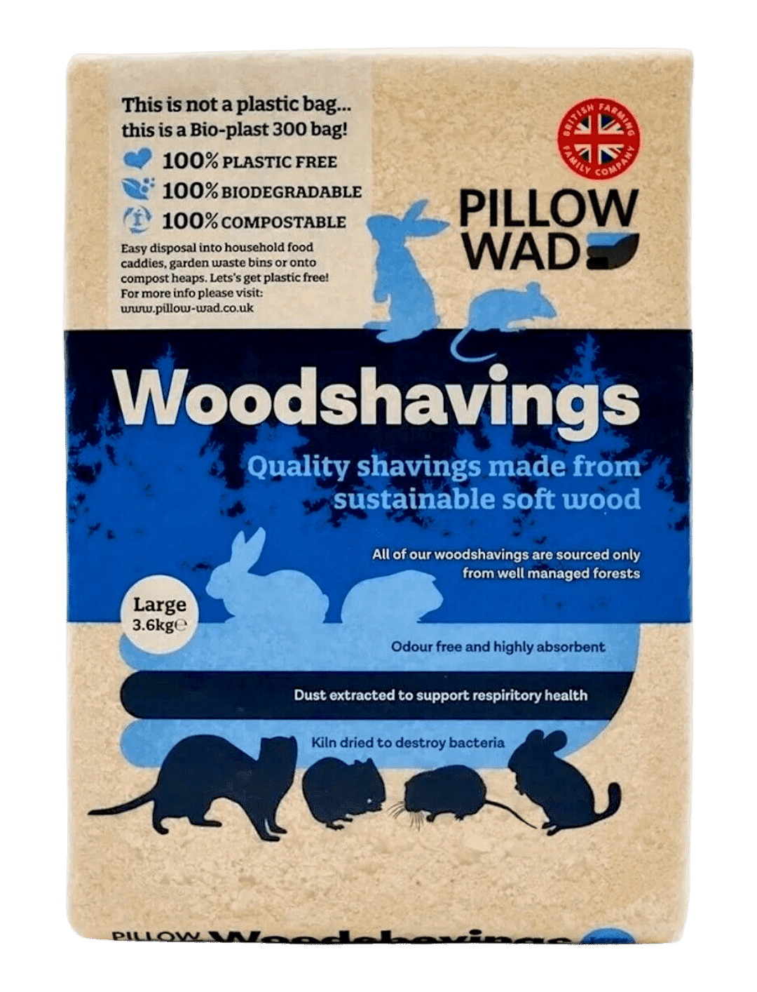 Pillow WadWoodshavings: Soft, safe kiln-dried, dust extracted.
