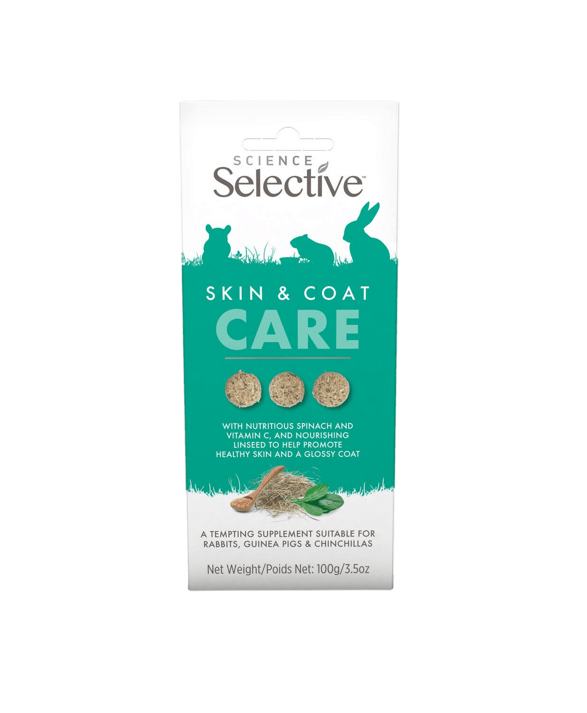 Science Selective Skin & Coat Care Supplement for rabbits, guinea pigs & chinchillas box