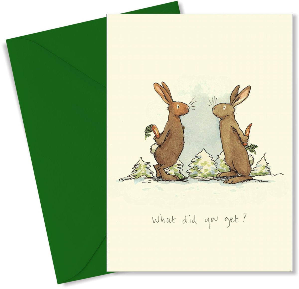 What Did You Get? Two Bad Mice Christmas Card by artist Anita Jeram. High quality greetings card, individually wrapped.