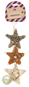 Rosewood Cupid & Comet Woven Star Trio - Festive Natural Chew Toy for Small Animals