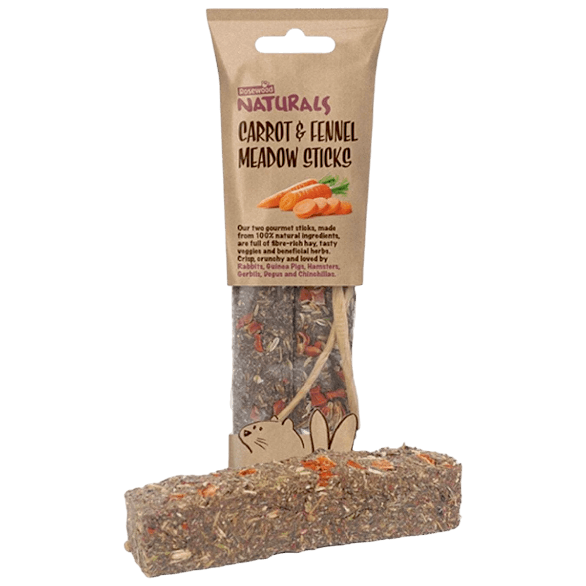 Rosewood Carrot & Fennel Meadow Sticks for Small Animals. High fibre, tasty treat