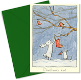 Christmas Eve - Two Bad Mice Christmas Card by artist Anita Jeram. High quality greetings card, individually wrapped.