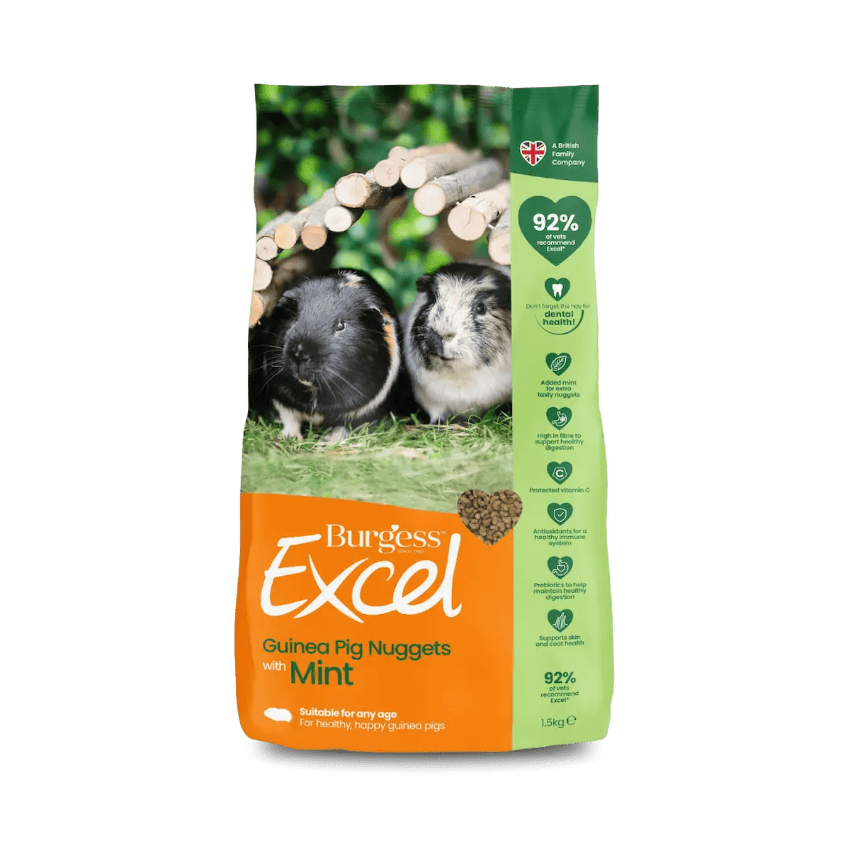 Burgess Excel Guinea Pig Nuggets with Mint for guinea pigs of all ages