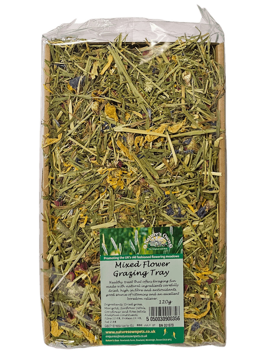 Nature's Own Mixed Flower Grazing Tray for rabbits, guinea pigs & more. Natural & tasty!