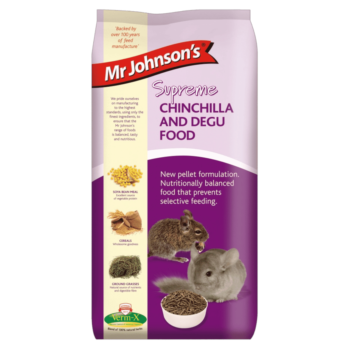 Mr Johnson's Supreme Chinchilla & Degu Food | Nutritious & Wholesome. High fibre