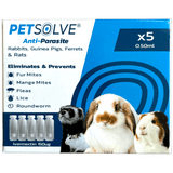 Petsolve Anti-Parasite Spot On - Rabbits, Guinea Pigs, Ferrets & Rats (5 x 0.5ml)