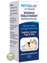 Petsolve Ivermectin Drops for treatment of mange infection & mites in rabbits & more.