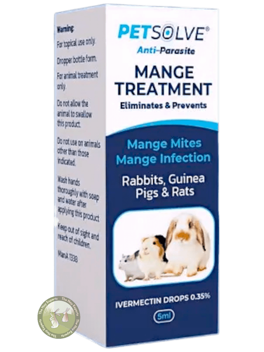 Petsolve Ivermectin Drops for treatment of mange infection & mites in rabbits & more.